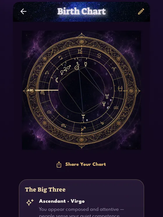 Aura Balance star chart screen