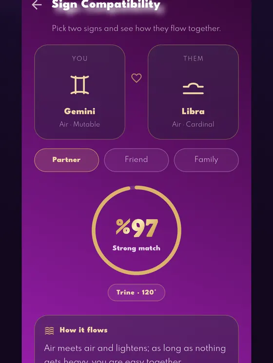Aura Balance compatibility score screen